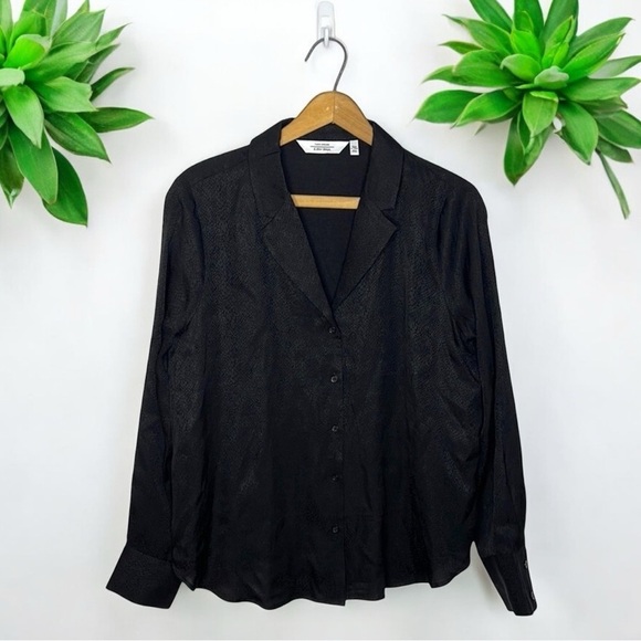 & Other Stories Paris Atelier Snake Reptile Print V Neck Collard Blouse - Picture 1 of 11